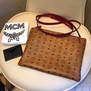 ♦️Mcm crossbody bag red strap/accent